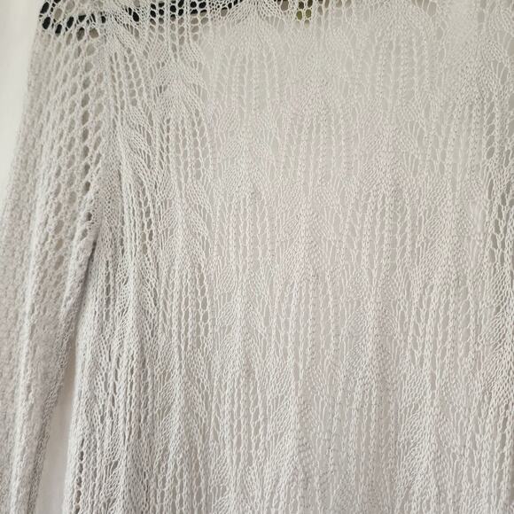 Sigrid Olsen Vintage Y2K Open Cardigan Duster Crochet Silver Gray Boho Size M - Picture 5 of 10